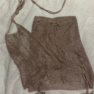 Metallic Knit 2-Piece Set (Top + Skirt) ✨ Size S/M